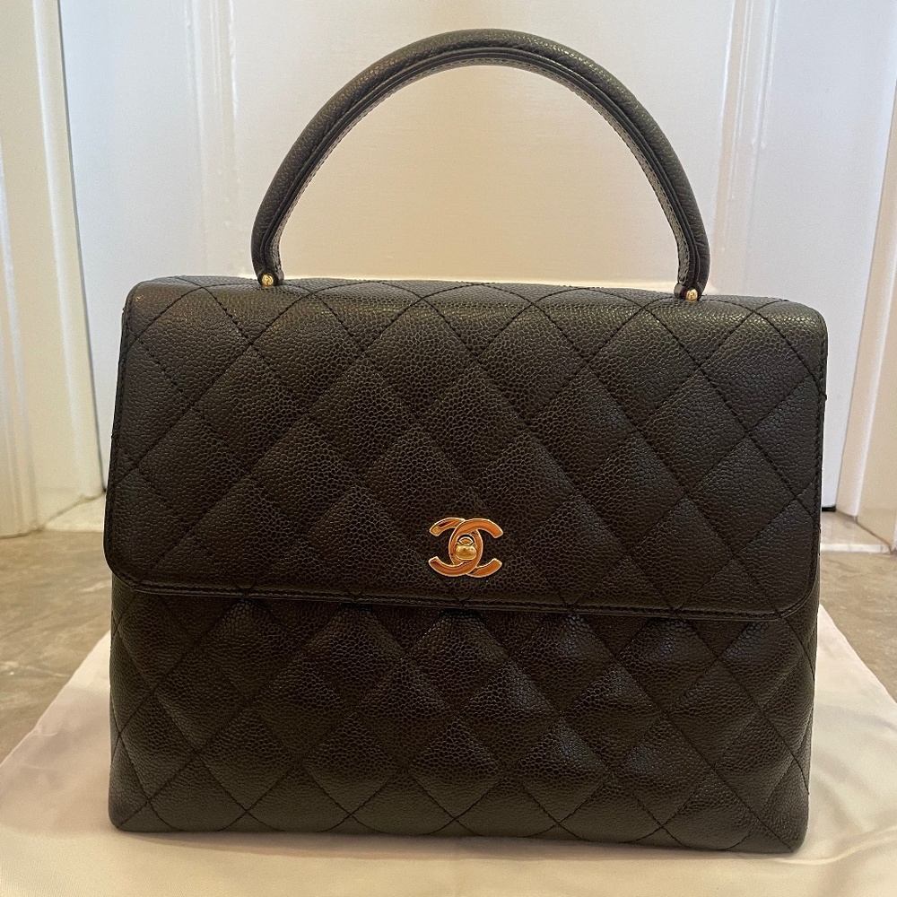 EUC Vintage Chanel Jumbo Kelly Black Caviar GHW
